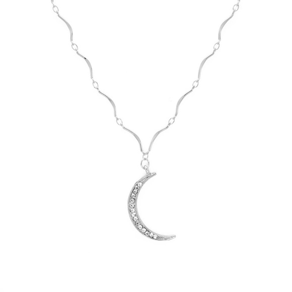 5 for $25 Crystal Studded Moon Pendant Necklace - Picture 4 of 6